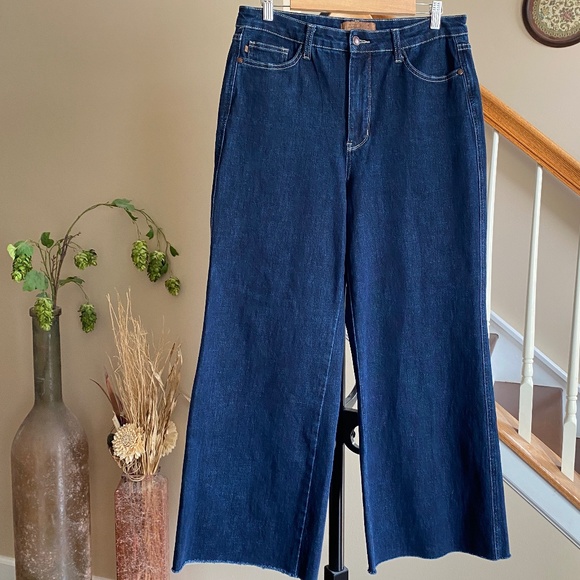 Judy Blue Wide Leg Raw Hem Jeans Dark Wash Size 15/32 - Picture 3 of 16